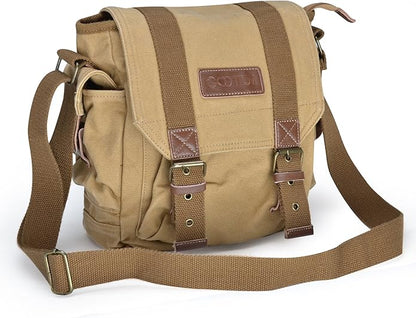 Gootium Canvas Messenger Bag - Small Vintage Shoulder Purse Crossbody Satchel