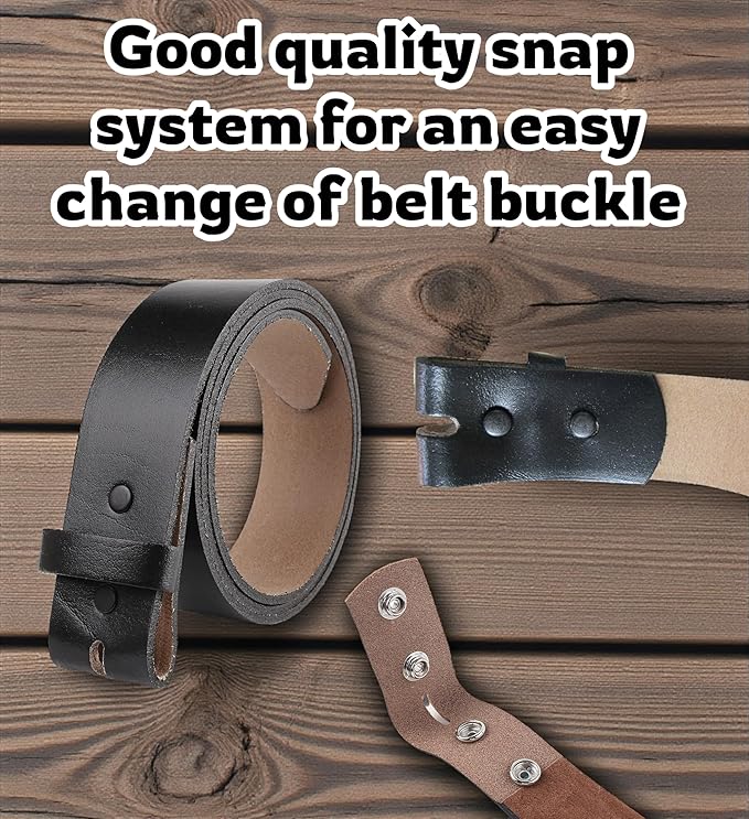 F&L CLASSIC Belt for buckle men Snap on Strap Full Grain One Piece Leather no buckle,1 1/2" Wide, USA