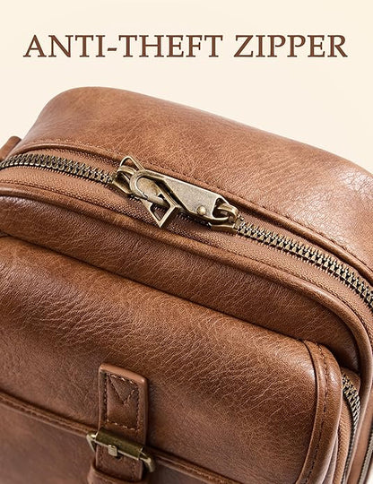 Crossbody Bag for Women Men, Vegan Leather Anti-Theft Messenger Shoulder Bag, Vintage Cross Body Purse with Card Slots
