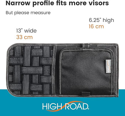 High Road Car Sun Visor Organizer with Hidden Auto Registration and Insurance Holder, Car Visor Mirror and Grip Band Storage Panel for Sunglasses and Driving Essentials