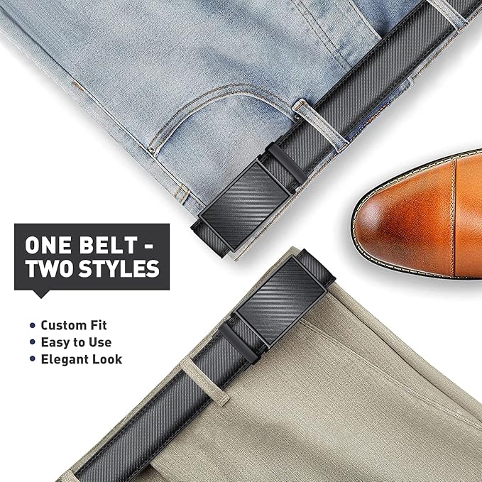 Men's Belt, Leather Ratchet Belt For Men's Dress 3.0cm,1 1/8" Size Adjusted Automatic Buckle