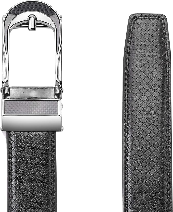 Men's Belt, Leather Ratchet Belt For Men's Dress 3.0cm,1 1/8" Size Adjusted Automatic Buckle