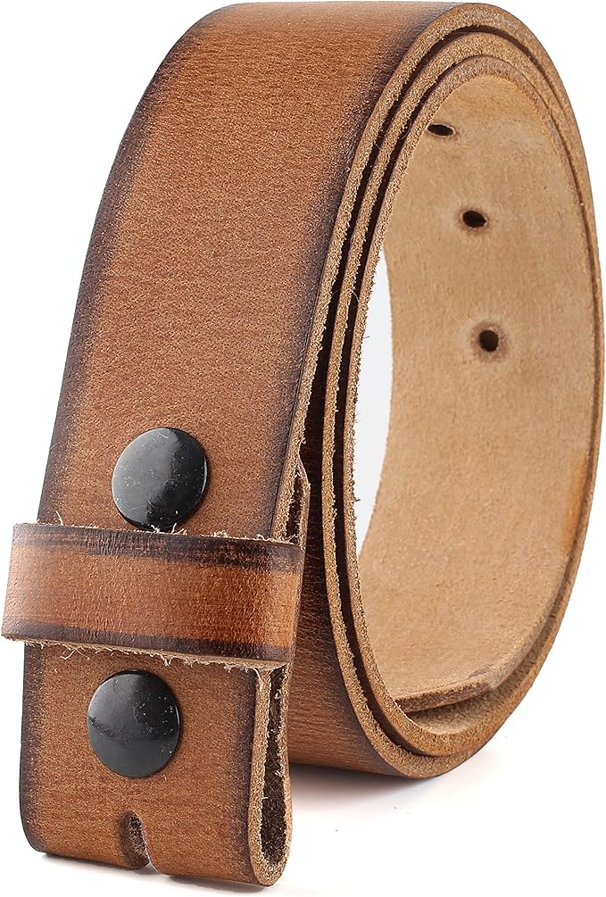 F&L CLASSIC Belt for buckle men Snap on Strap Full Grain One Piece Leather no buckle,1 1/2" Wide, USA