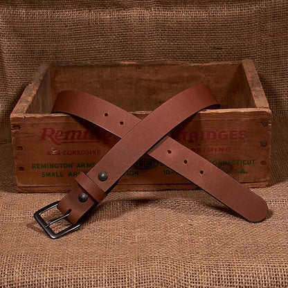 Men's Leather Belt, Made in USA, Full-Grain Leather, Casual Everyday Wear Belts, Amish Handmade 1.5" Width