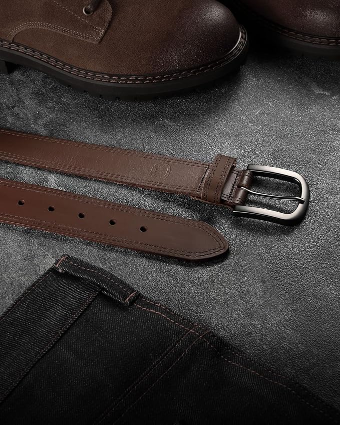 CHAOREN Full Grain Leather Belt for Men, Work Belts for Men Heavy Duty, Daily Wear for Jeans Pants