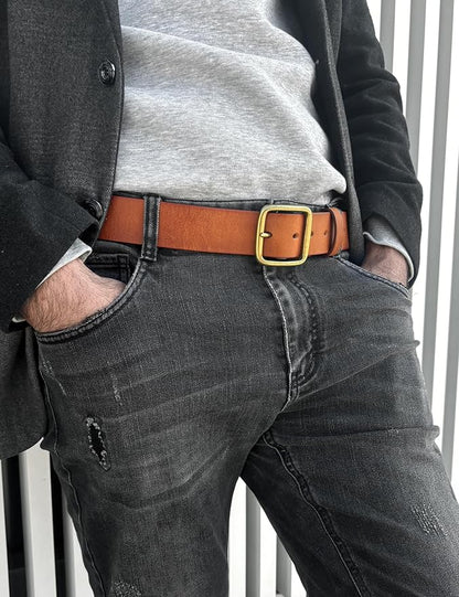 Thicken Full Grain Leather Mens Belt Heavy Duty Mens Work Belt Mens Belt High Hardness Buckle Packed In Gift Box