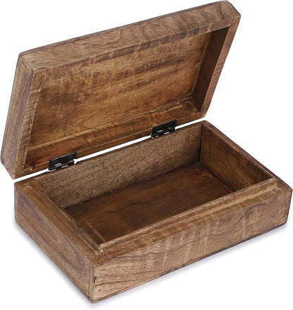 Ajuny Wooden Decorative Jewelry Box with moon and Star Carving Multipurpose Treasure Chest Storage Keepsake Box Necklaces Watch Organizer Boxes Birthday Gifts for Women & Men 8x5 Inch