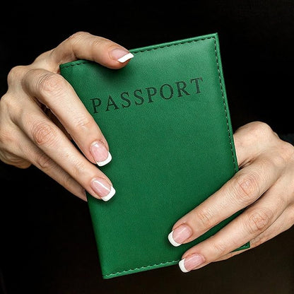 Honbay 2PCS Artificial Leather Passport Holder Cover Passport Case for Men and Women