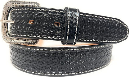 Men's Heavy Duty Genuine Leather Basket Weave Western Casual or Work Belt