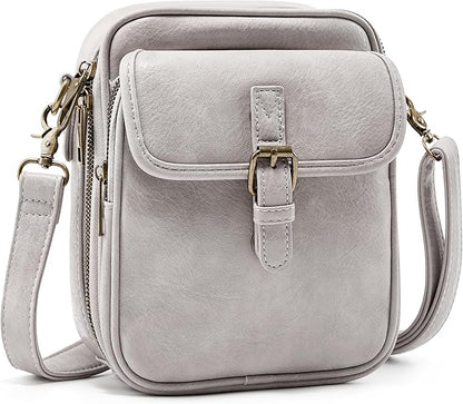 Small Messenger Bag Vegan Leather Crossbody Bag for Women Men, Vintage Cross Body Shoulder Purse with Card Slots