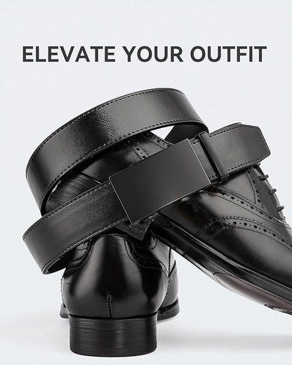 MILORDE Men's Leather Ratchet Belt - 35mm - Customizable Fit