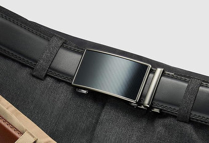 CHAOREN Mens Belt - Mens Ratchet Belt Leather 1 3/8" for Dress Pant - Micro Adjustable Belt Fit Everywhere