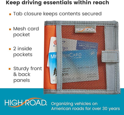 High Road Car Registration and Insurance Card Holder for Sun Visor, Glove Box or Console with 2 Clear Hidden Car Document Pockets and Front Card Pocket