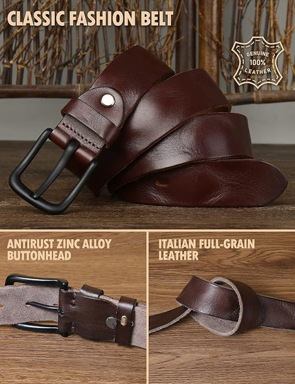Thicken Full Grain Leather Mens Belt Heavy Duty Mens Work Belt Mens Belt High Hardness Buckle Packed In Gift Box