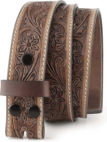F&L CLASSIC Western Belt without buckle for men – Full Grain Leather Cowboy Belts for jeans - One Piece Leather strap belt