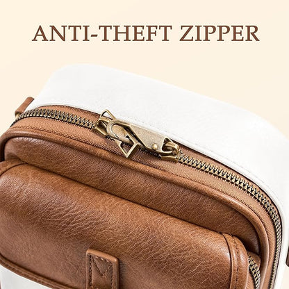 Small Messenger Bag Vegan Leather Crossbody Bag for Women Men, Vintage Cross Body Shoulder Purse with Card Slots