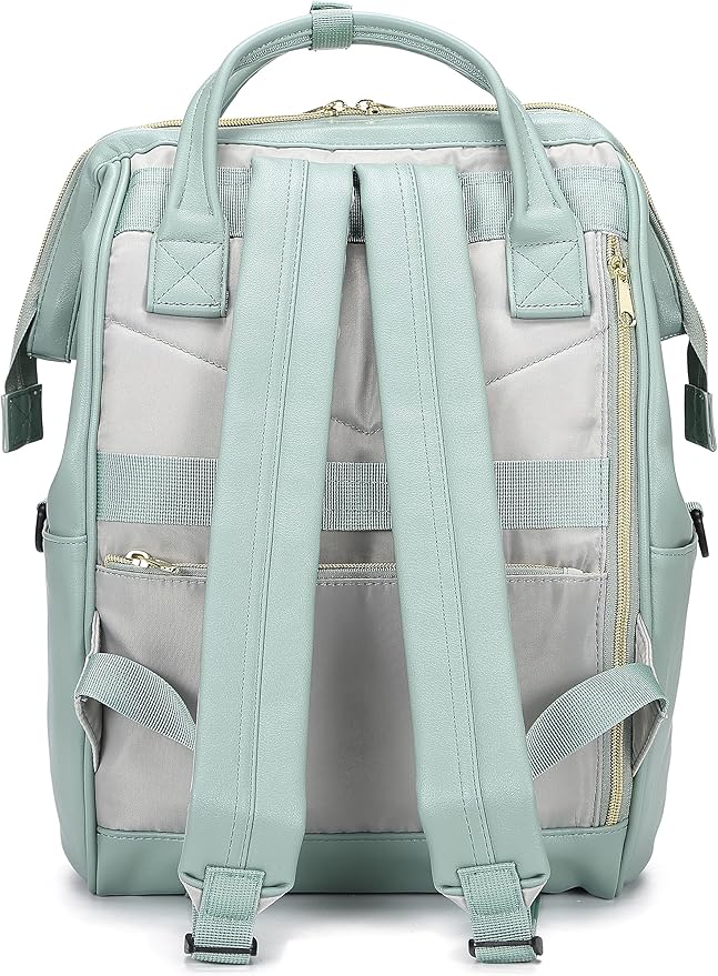 Kah&Kee Leather Backpack for Women and Men 15-inch Laptop Bag | Teacher Professional, Diaper Bag Backpack, Ideal for Work, School, Nurse, College & Travel (Green II, Medium)