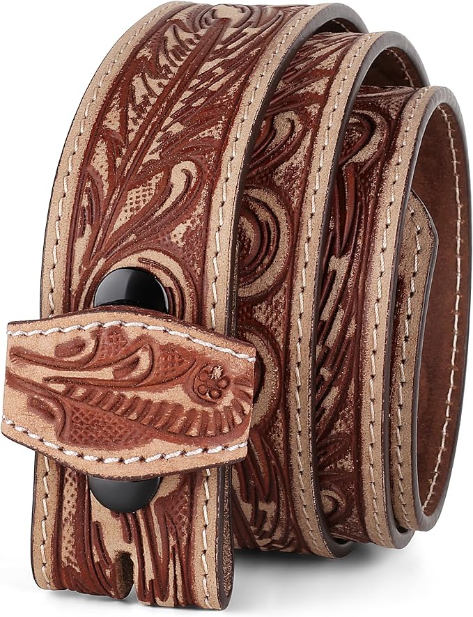 F&L CLASSIC Western Belt without buckle for men – Full Grain Leather Cowboy Belts for jeans - One Piece Leather strap belt