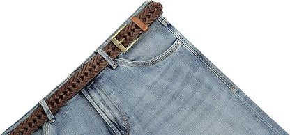 CHAOREN Leather Braided Belts for Men - 1 1/8" Mens Casual Woven Leather Belt for Dress Pant