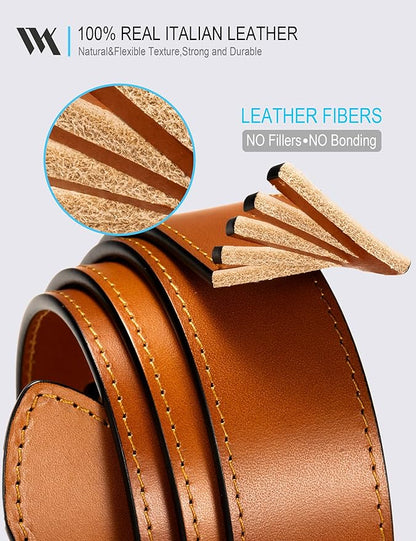 WOLFANT Men's 35mm Dress Casual Belt,100% Italian Full Grain Real Solid Leather