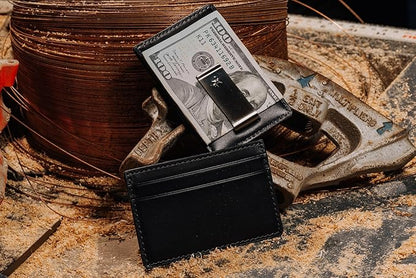 House of Jack Co. Slim Daddy Money Clip Wallet for Men, Minimalistic Front Pocket Wallet with Gift Box, Slim Card Holder, Full Grain Cowhide Leather Wallet, Black