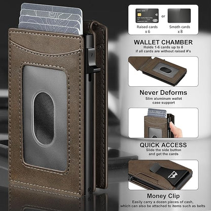 Card Wallet for Men Slim Minimalist: Smart Pop Up Wallets with Money Clip - RFID Front Pocket Credit Card Holder - Gift for Men Husband