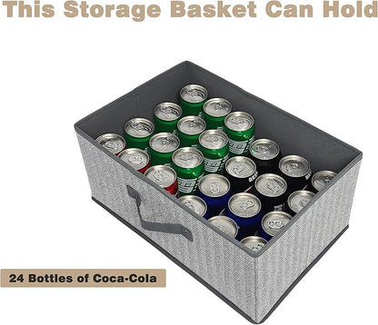 Storage Baskets, 15.7 Inch Woven Fabric Bins, Storage Cubes with Reinforced Handles, Organizer Bins for Closet Shelves, Foldable, for Toys, Clothes (3PCS/Grey-15.7*11*7.8inch)