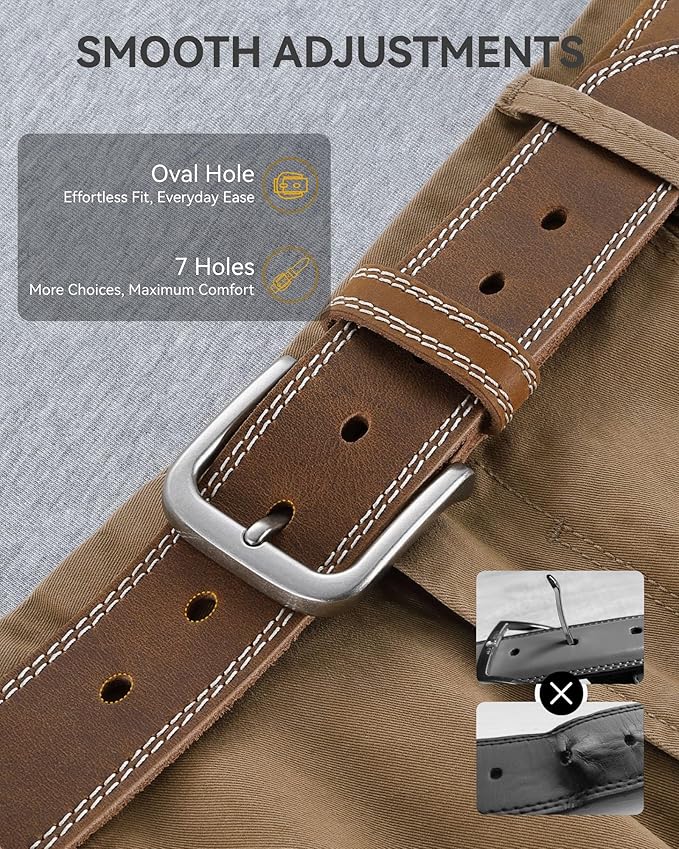 CHAOREN Full Grain Leather Belt for Men, Work Belts for Men Heavy Duty, Daily Wear for Jeans Pants