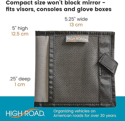 High Road Car Registration and Insurance Card Holder for Sun Visor, Glove Box or Console with 2 Clear Hidden Car Document Pockets and Front Mesh Card Pocket