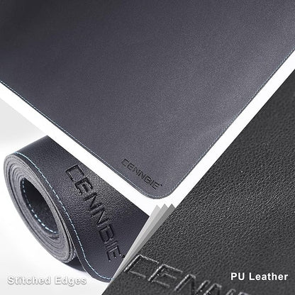 CENNBIE 39.4" x 27.5" Black Leather Desk Mat, Non-Slip Waterproof Extra Wide Desk Pad Protector,Computer Mouse Pad for Office Home
