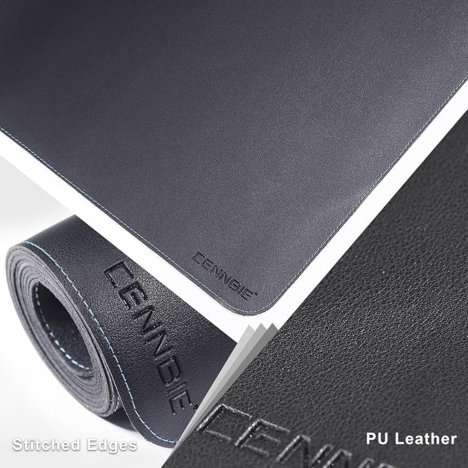 CENNBIE 35.5" x 23.6" Leather Desk Mat, Non-Slip Waterproof Extra Wide Desk Pad Protector,Computer Mouse Pad for Office Home (Black)