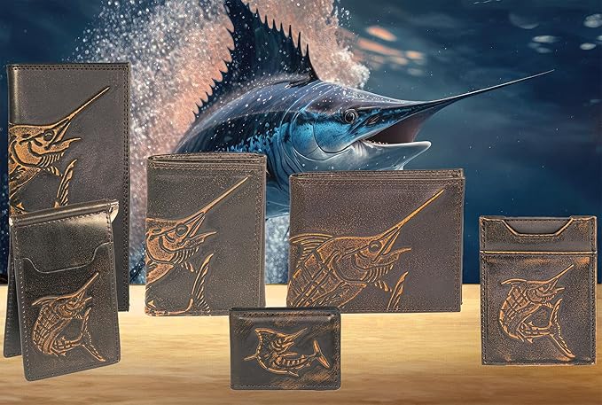 ZEP-PRO Marlin Burnished Leather Magnetic Front Pocket Wallet, Slim Stylish for Men
