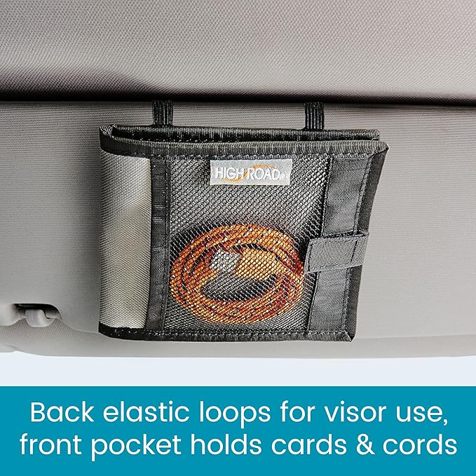 High Road Car Registration and Insurance Card Holder for Sun Visor, Glove Box or Console with 2 Clear Hidden Car Document Pockets and Front Mesh Card Pocket
