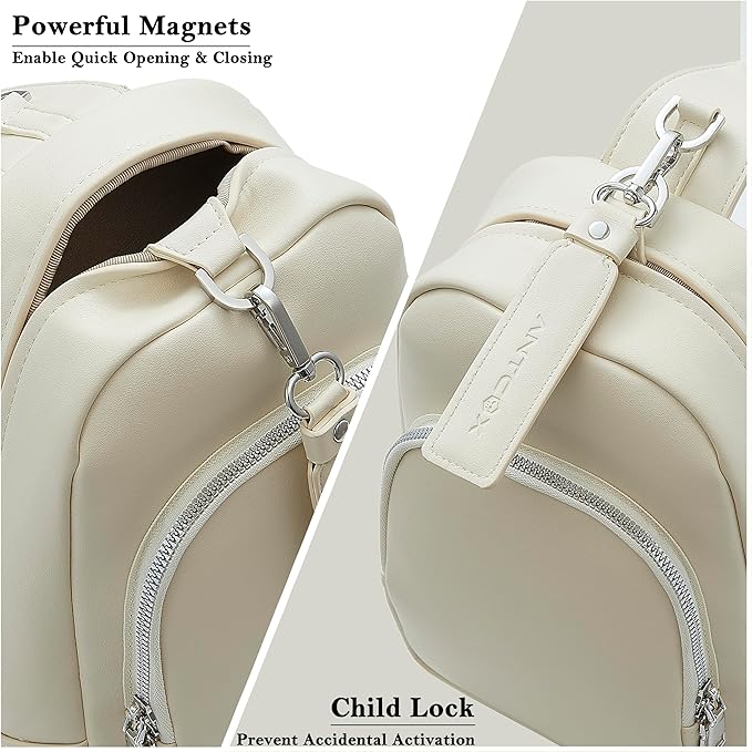 CCW Sling bag for Women & Men-Magnetic closure Cusual EDC bag with fast access-Concealed carry crossbody bag for Women & Men-Include universal fast draw Holster (Beige)
