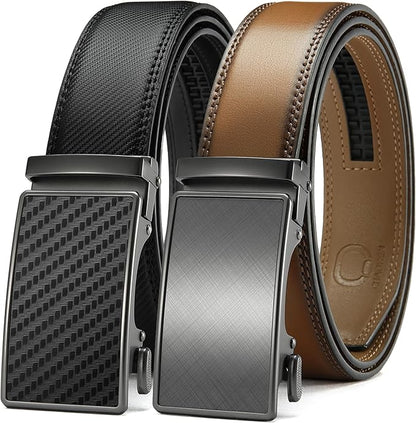 CHAOREN Leather Ratchet Belt Men 2 Pack - Customizable Fit, Effortless Style (35mm)