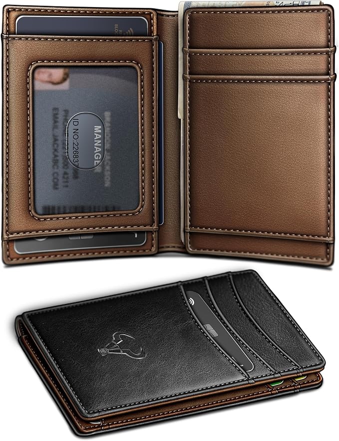 BULLIANT Slim Wallet For Men 12Cards,Magnetic Flip Build-in Money Clip Airtag Compatible-RFID Blocking