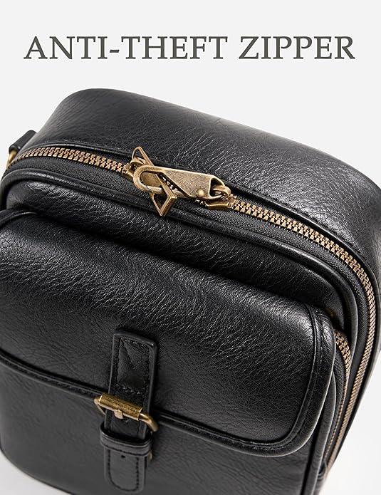 Crossbody Bag for Women Men, Vegan Leather Anti-Theft Messenger Shoulder Bag, Vintage Cross Body Purse with Card Slots