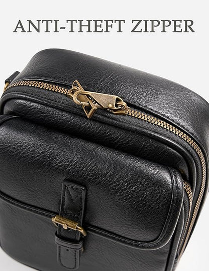 Crossbody Bag for Women Men, Vegan Leather Anti-Theft Messenger Shoulder Bag, Vintage Cross Body Purse with Card Slots