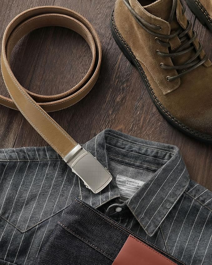CHAOREN Mens Belt Leather Ratchet Belt - Customizable Fit, Effortless Style (35mm)