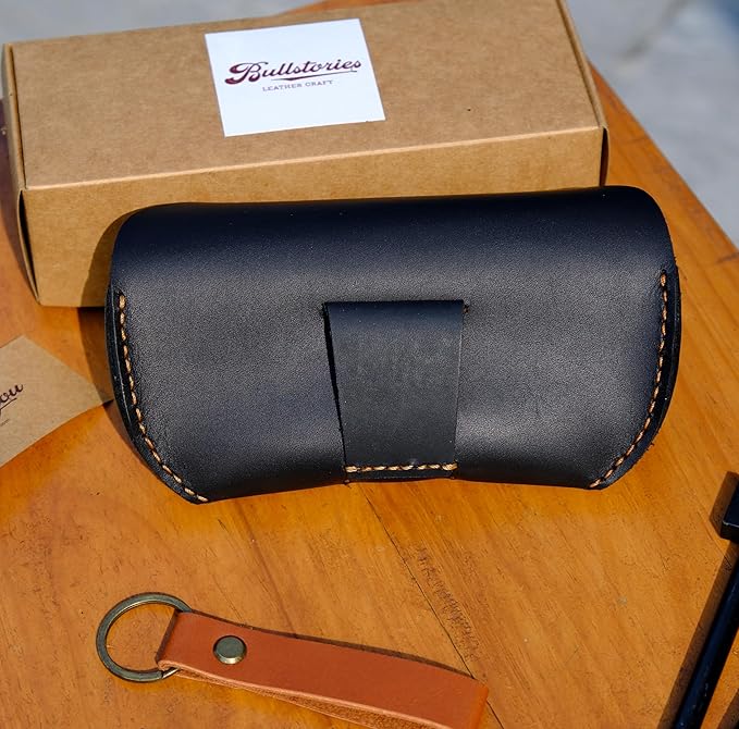 Leather Eyeglasses Case,Flexible Sunglasses Pouch Slim Case for Women Men Horizontal Eyeglass Case