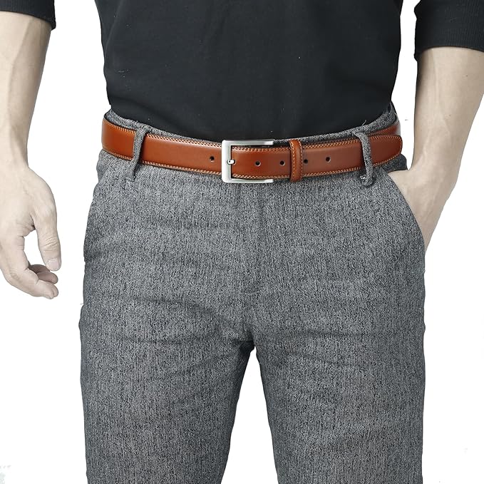 XOUXOU Men's Casual Leather Jeans Belts Classic Work Business Dress Belt with Prong Buckle for Men