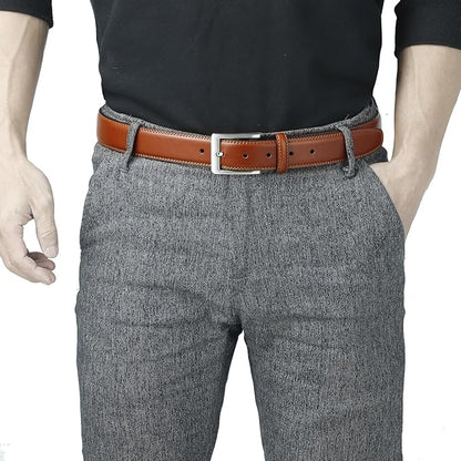 XOUXOU Men's Casual Leather Jeans Belts Classic Work Business Dress Belt with Prong Buckle for Men