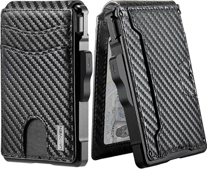 umoven Wallet for Men - with Money Clip Slim Leather Slots Credit Card Holder RFID Blocking Bifold Minimalist Wallet