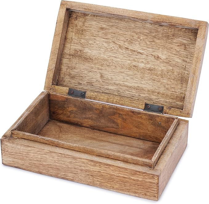 Ajuny Mango Wood Jewelry Box – Hand-Carved Celtic Knot Keepsake/Memory Box, Decorative Trinket & Treasure Chest Organizer, Handmade Gift for Women & Men, Travel Friendly, 8x5 Inch