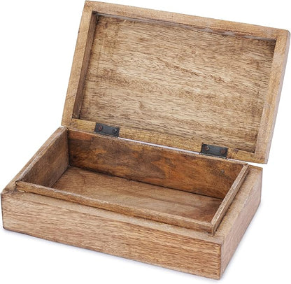 Ajuny Mango Wood Jewelry Box – Hand-Carved Celtic Knot Keepsake/Memory Box, Decorative Trinket & Treasure Chest Organizer, Handmade Gift for Women & Men, Travel Friendly, 8x5 Inch