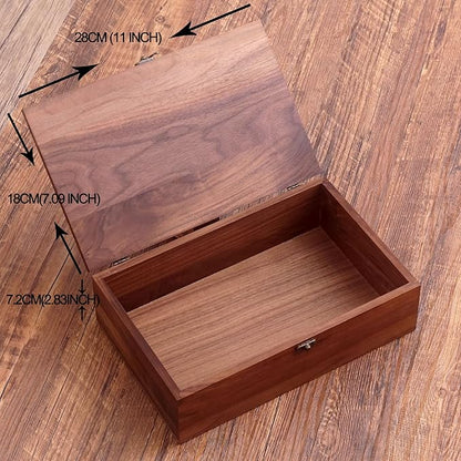 Walnut Wood Storage Box – Handcrafted Organizer for Jewelry, Watches, Keepsakes– 11"x7"x3.1" Multipurpose Storage Box