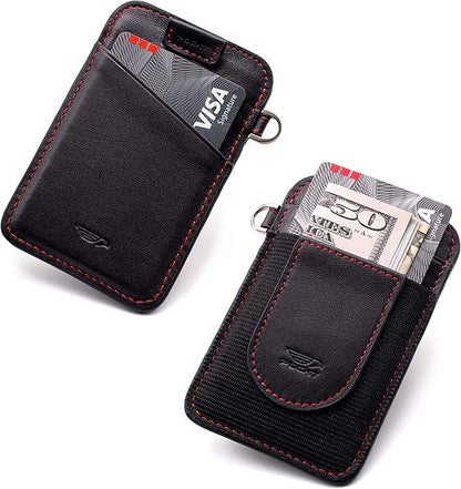 POCKT Card Holder Wallet For Men and Women - Slim Minimalist Front Pocket Wallet Elastic Credit Card Holder Genuine Leather RFID Blocking Card Case Wallets