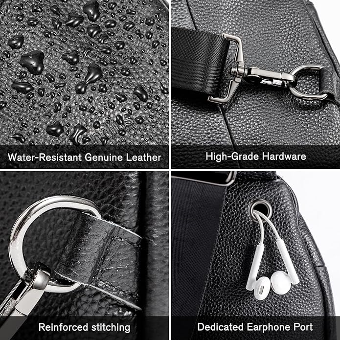 Leather Sling Bag Crossbody Bags for Men, Chest Pack for Daily Travel Leisure Sport（Black/Brown）