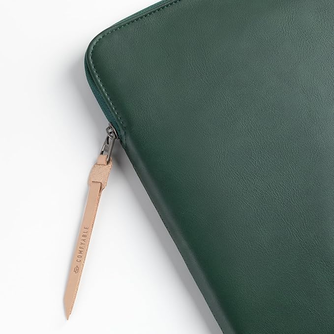 Comfyable Slim Protective Laptop Sleeve Compatible with 13/14 Inch MacBook Air & MacBook Pro M5/M4/M3/M2 Pro/Max 2026, Mac Travel Case, Laptop Pouch, Slim PU Leather Cover, Midnight Green
