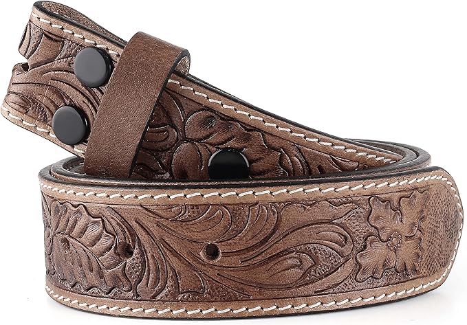 F&L CLASSIC Western Belt without buckle for men – Full Grain Leather Cowboy Belts for jeans - One Piece Leather strap belt